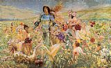 Antoine Paintings - The Knight of the Flowers by Georges Antoine Rochegrosse